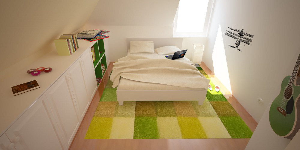 nowoczesne kolorowe wnętrze z pomysłem - sypialnia